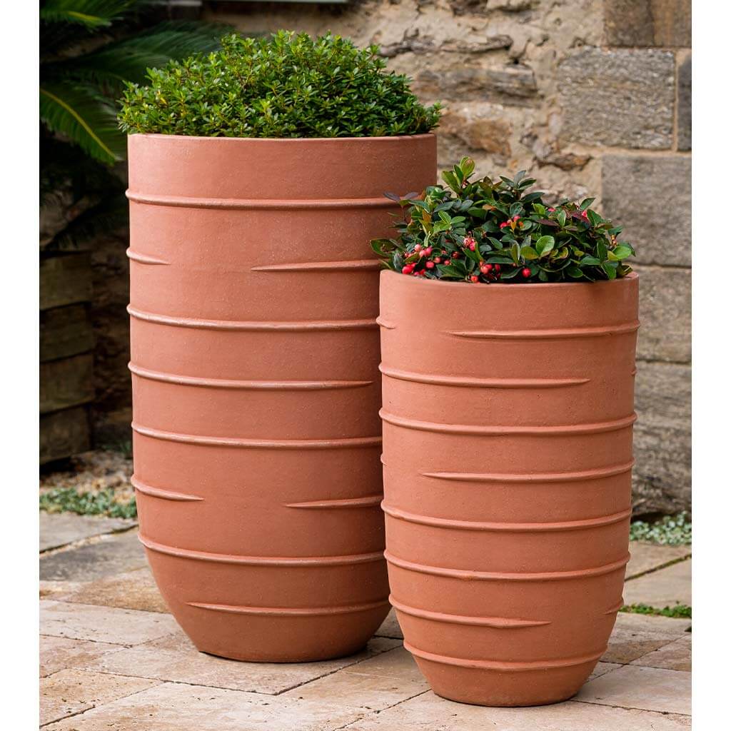 large terracotta planter pots Terra Rosa Tall Ridged Terra Cotta Planters