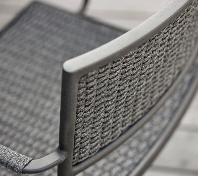 Close up of back of the woven chair