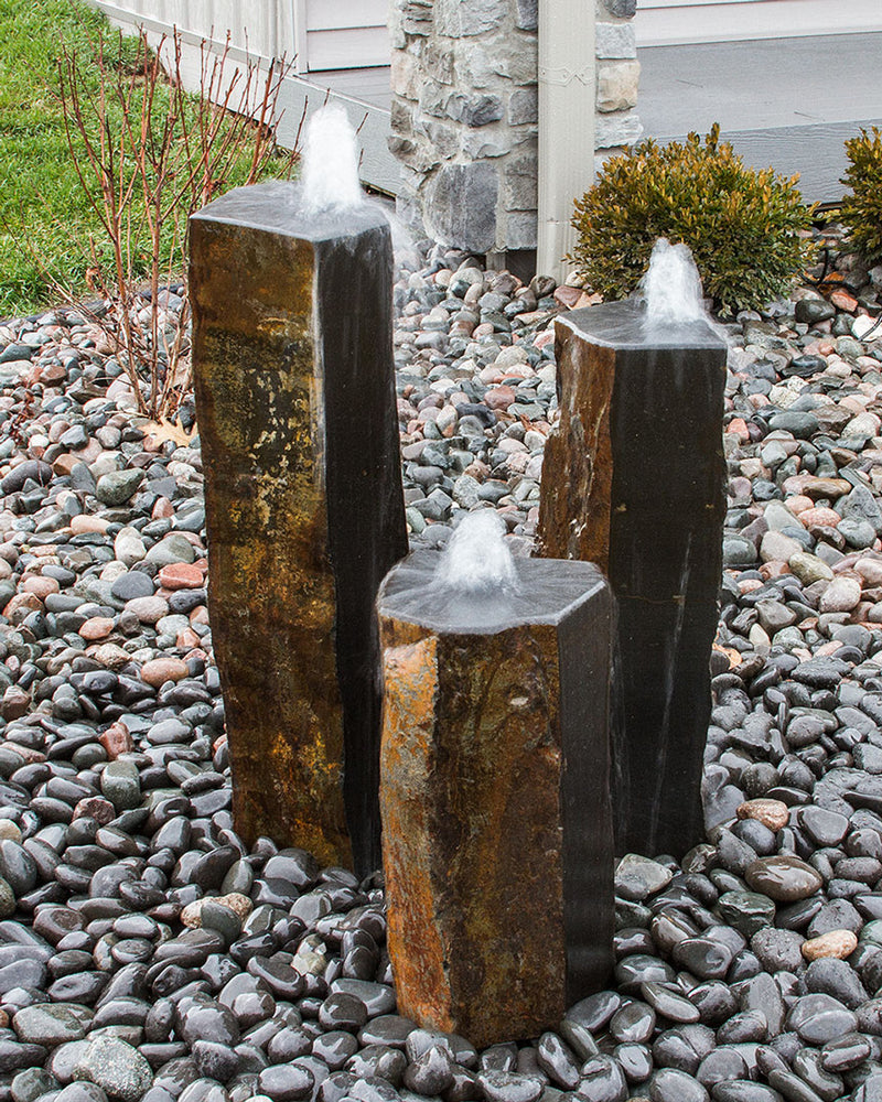 One Side Polished Basalt Fountain