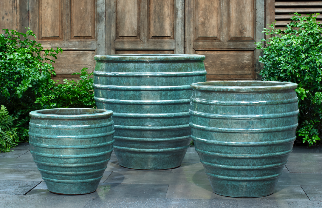 green pot planter Vari Planter Set of 3 Campania International, Antique Jade