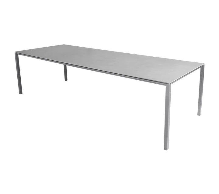 Light grey table with grey legs on white background