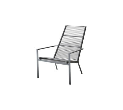 Black high back woven armchair on white background
