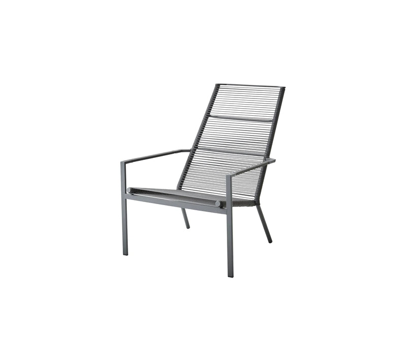 Black high back woven armchair on white background