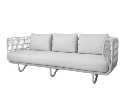 White outdoor sofa shown on a white background