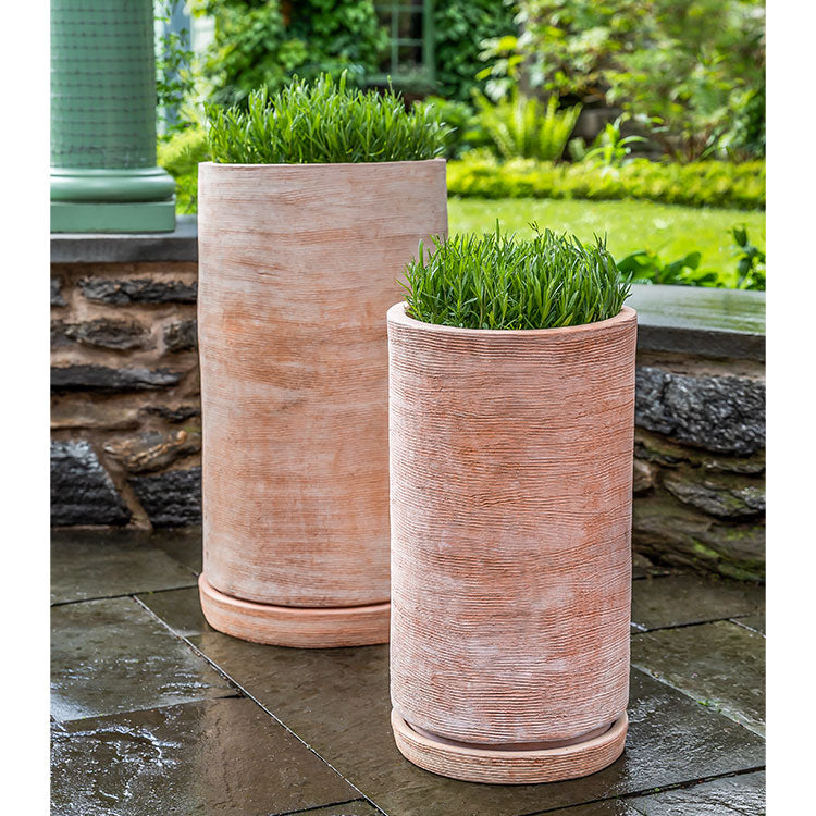 tall pots for indoor plants Sgraffito Planter Set of 2, Tall Campania International Terra Cotta