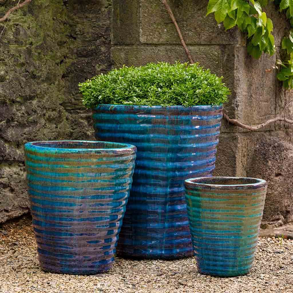 3 plant pot set Round Ruffle Planter Set of 3 Campania International Mediterranean