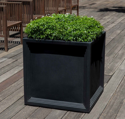 Square container on wooden deck