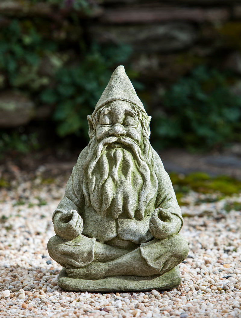 Gnome with a beard sitting in yoga pose