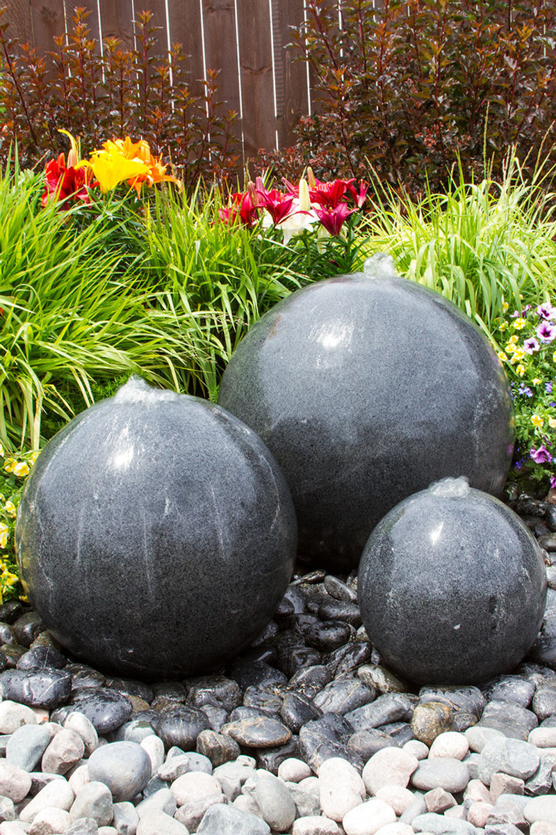 Triple Black Granite Sphere Fountain