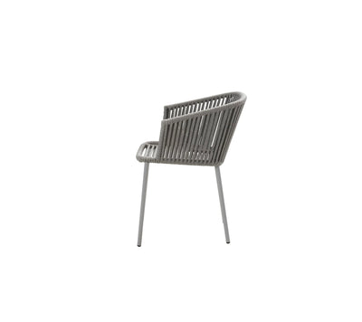 Side view of grey chair on white background