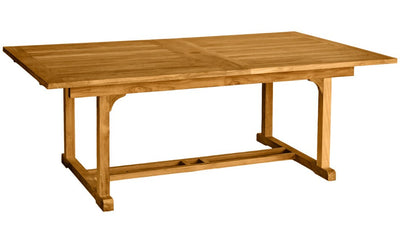Rectangular teak table on white background