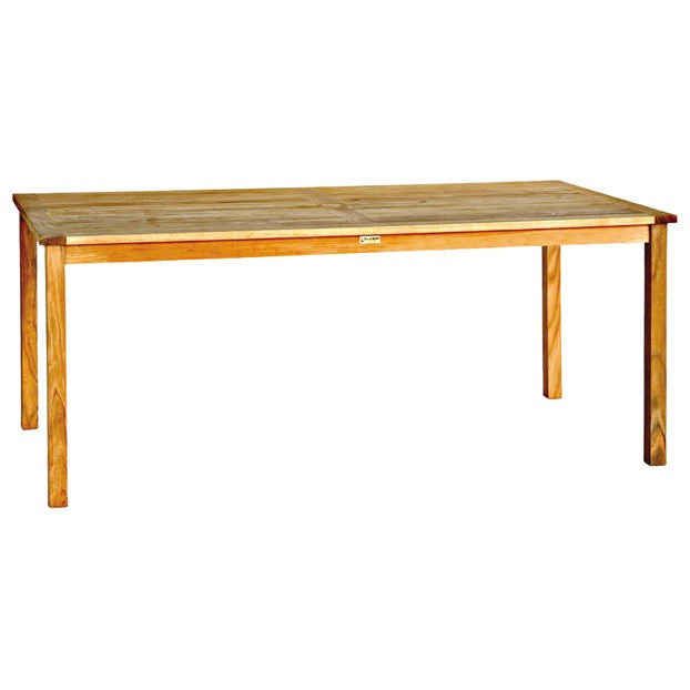 Rectangular teak table on white background