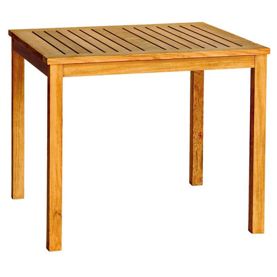 Square teak table on white background