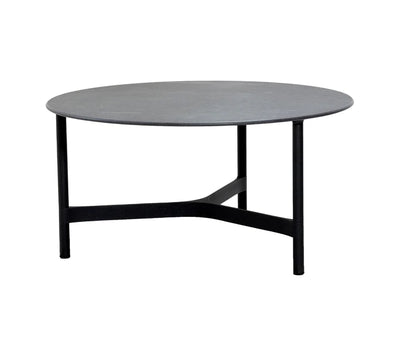 Dark gray top round coffee table on white background