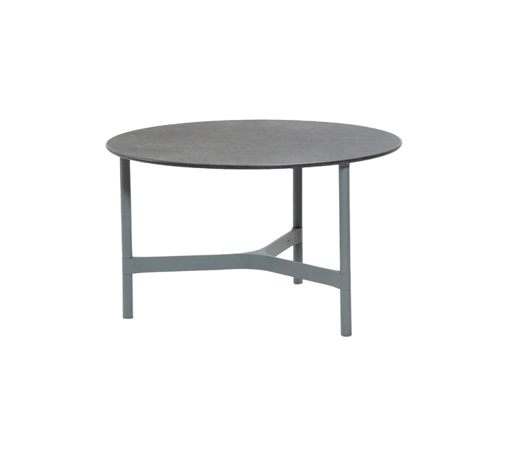 Gray round coffee table on white background